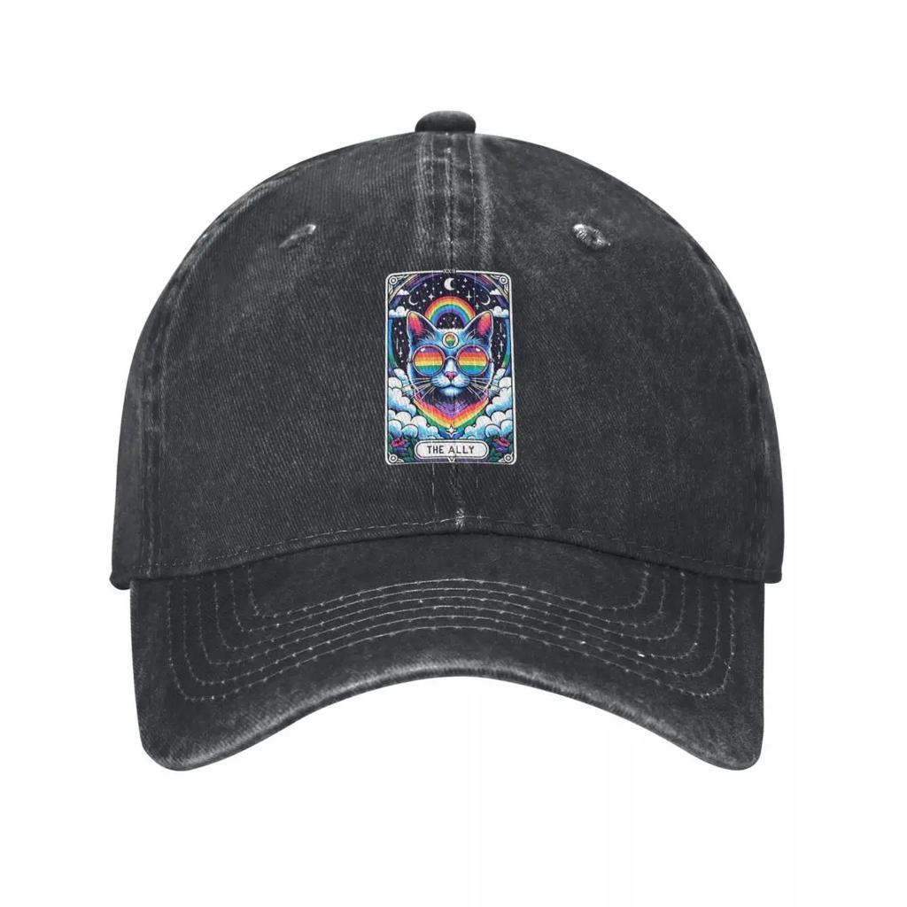 The Ally Cat Tarot LGBTQ Pride Demin Cap Outdoor Adventures Summer Hat Cap Man Summer