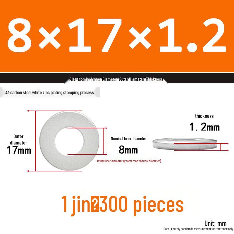 Extra Thick Galvanized Iron Flat Washer, Round, M3-M62