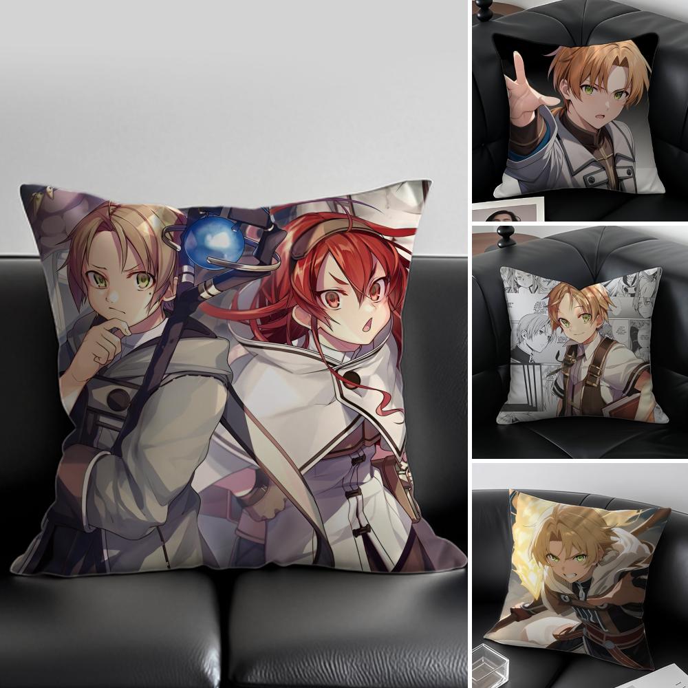Anime MMushoku Tensei Cushion Cover Pillow Case Antidustmite Invisible zipper silky plush cushion