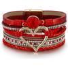 Bracciale Leopardo da Donna, Wrap in Pelle Boho Multi-Strato Perla Cristallo Braccialetto Gioiello