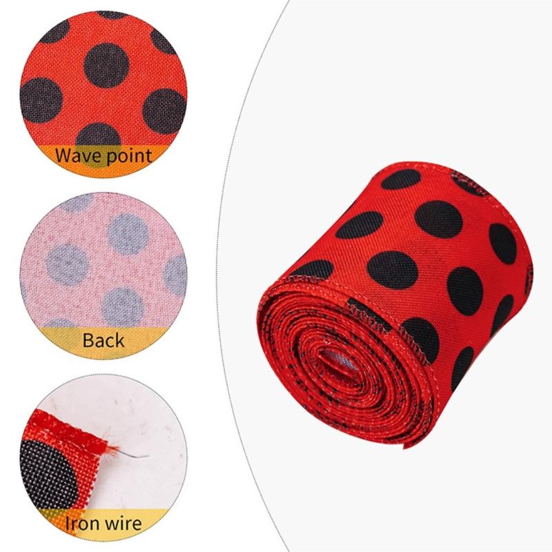 4 Roll Labybug Ribbon 5Yard/Roll Ladybird Ribbon Decorative Ribbon for Gift Wrapping, Party Decorations, Hair Bows