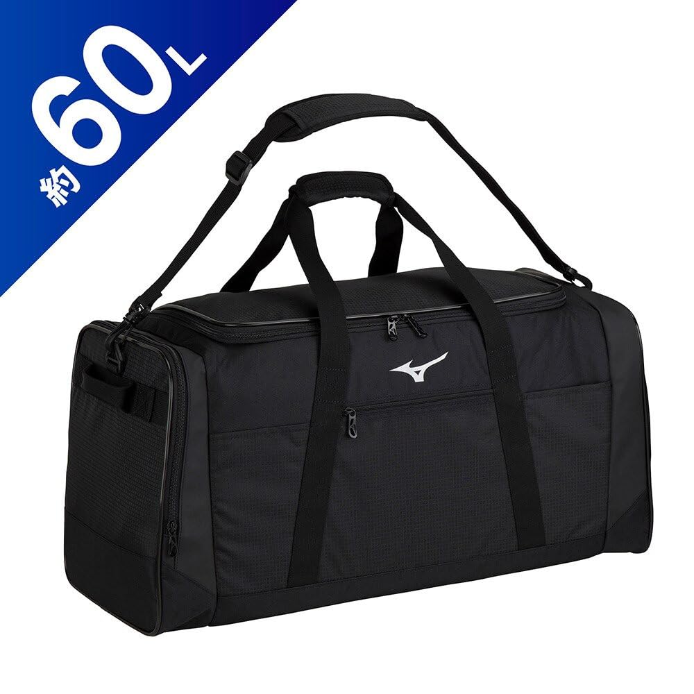 Mizuno Boston Bag, 60L, Large Capacity, Unisex, for Sports, Club Activities, and School, 33JB3109, Black
