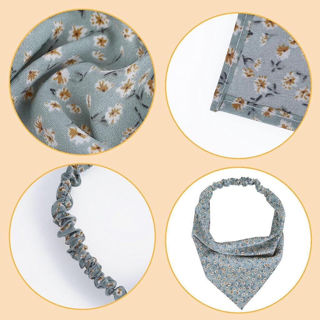 6 PCS Floral Head Kerchief Headband Chiffon Hair Bandanas Elastic Hair Band Scrunchies Boho Hair Scarf Hairbands Cute