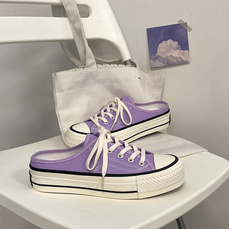 

Полушлепанцы на толстой подошве без каблука, парусиновые туфли, женская универсальная тканевая обувь 231 40 светло-фиолетовый