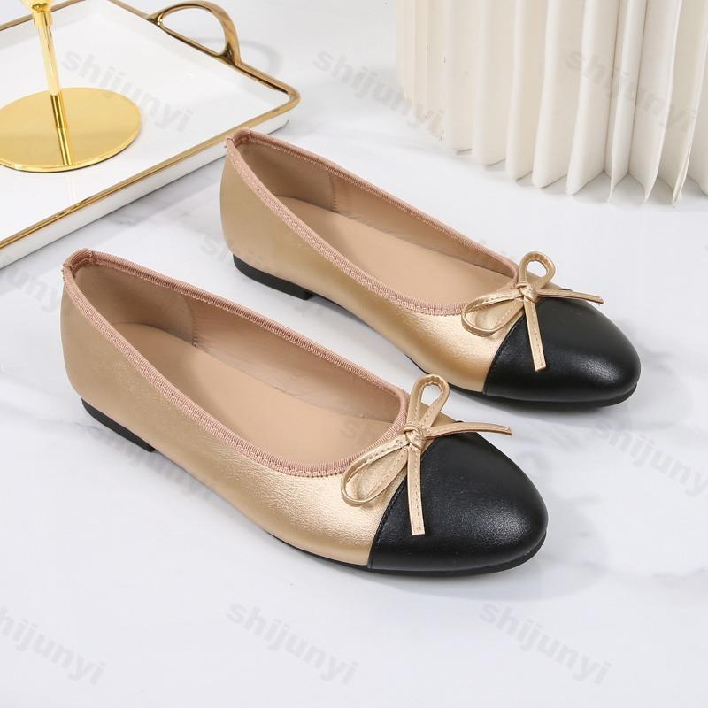 Designerskor Dam Casual Läder Rosett Enkla Vår 2026 Mode Dam Rund Tå Lätta Loafers Ballerinaskor Zapados Mujer