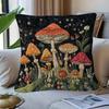 1Pc Vintage Mushroom Fungi Throw Pillow, Super Soft Short Plush Woven Polyester Pillow With Hand Wash Only Care