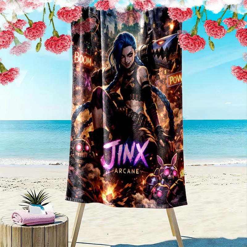 Jinx Print Beach Towel, Large Soft Quick Dry Towel for Beach Camping Swimming