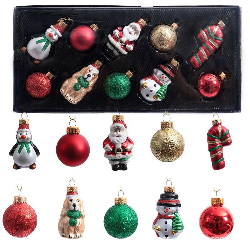 10-Piece Set: Hand-Painted Irregular Glass Christmas Tree Ornaments