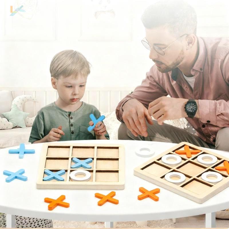 Solid Wooden Tic Tac Toe Board Game Montessori Toys - Perfect for Family Fun and Backyard Entertainment!