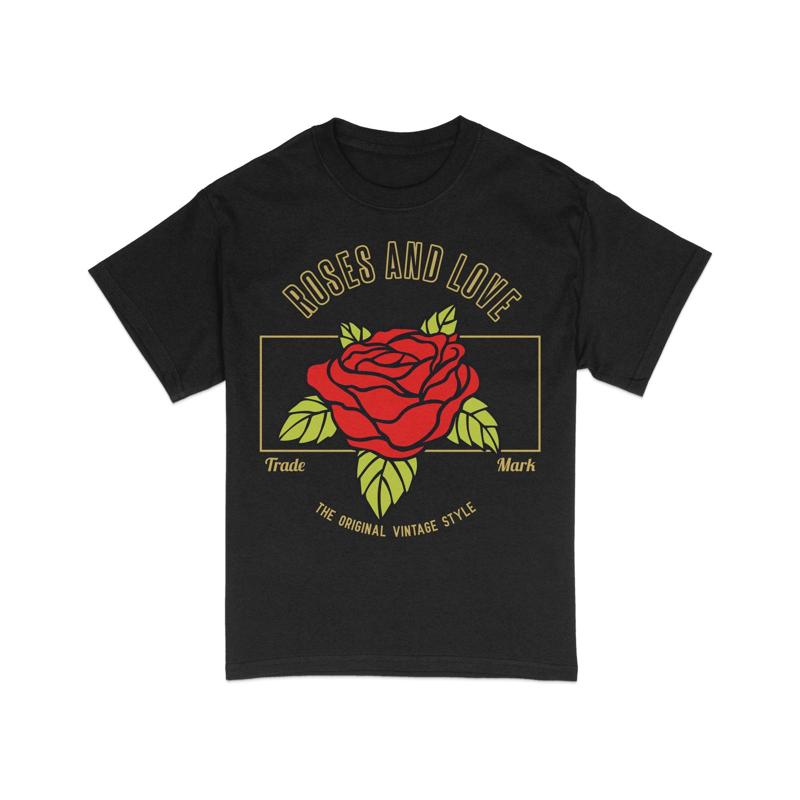 Vintage Style Roses And Love T Shirt Classic Rose Casual Floral Retro Flower Top Original Design