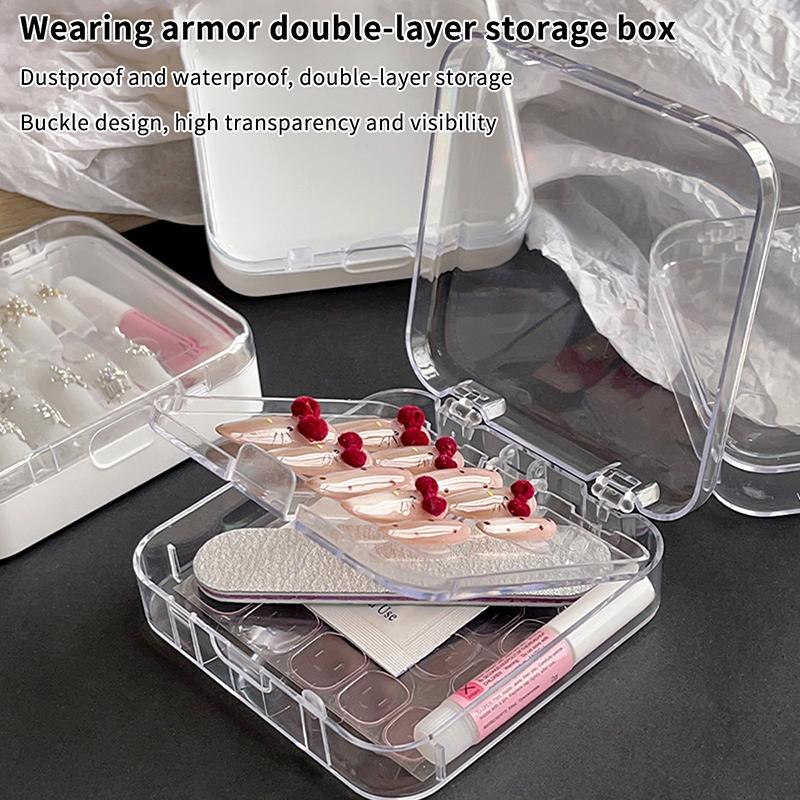 Empty Double Layer Nail Boxes For Packaging Square Shape Box  Nail Tips Press On Nail Packaging Case Small Business