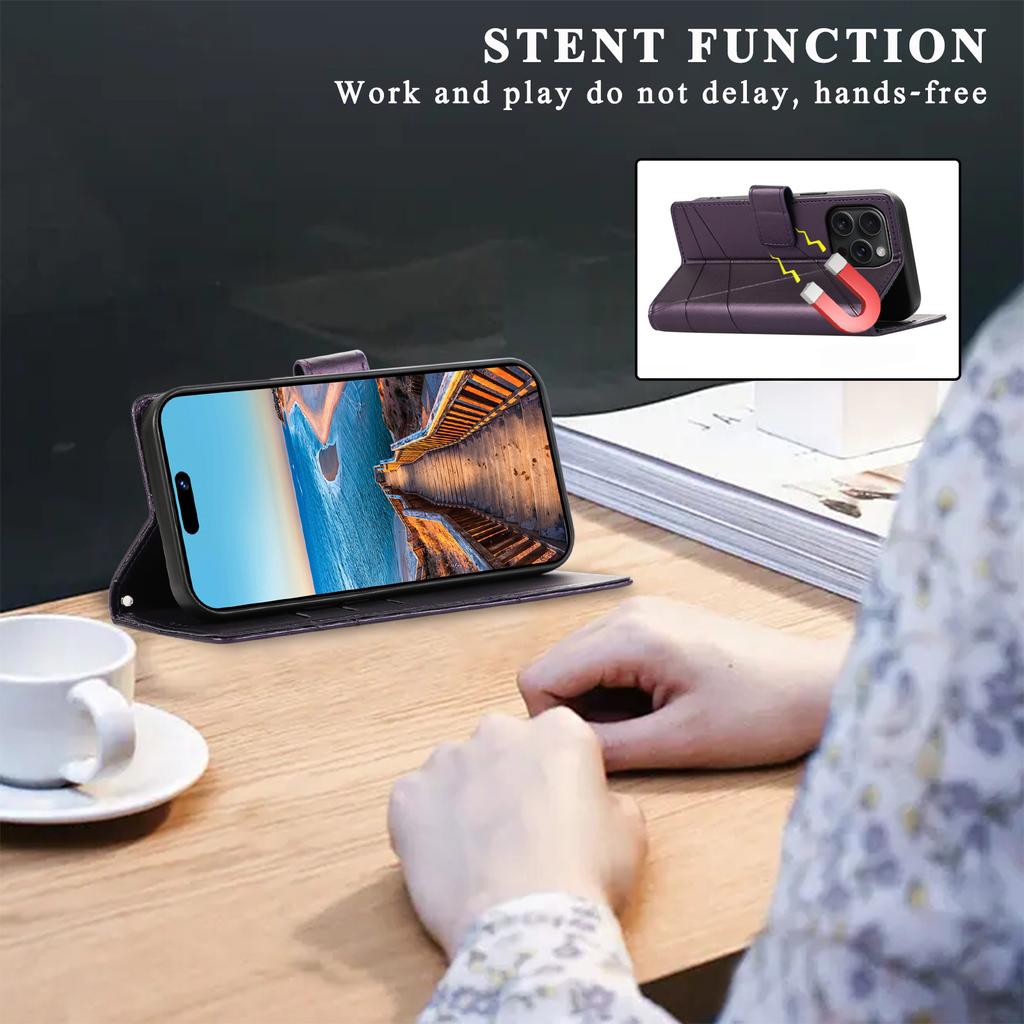Leather Flip Phone Case For iPhone Air 17 16 15 14 13 12 11 Pro XS Max XR X 7 8 Plus SE 2025 Business Lanyard Wallet Cards Cover