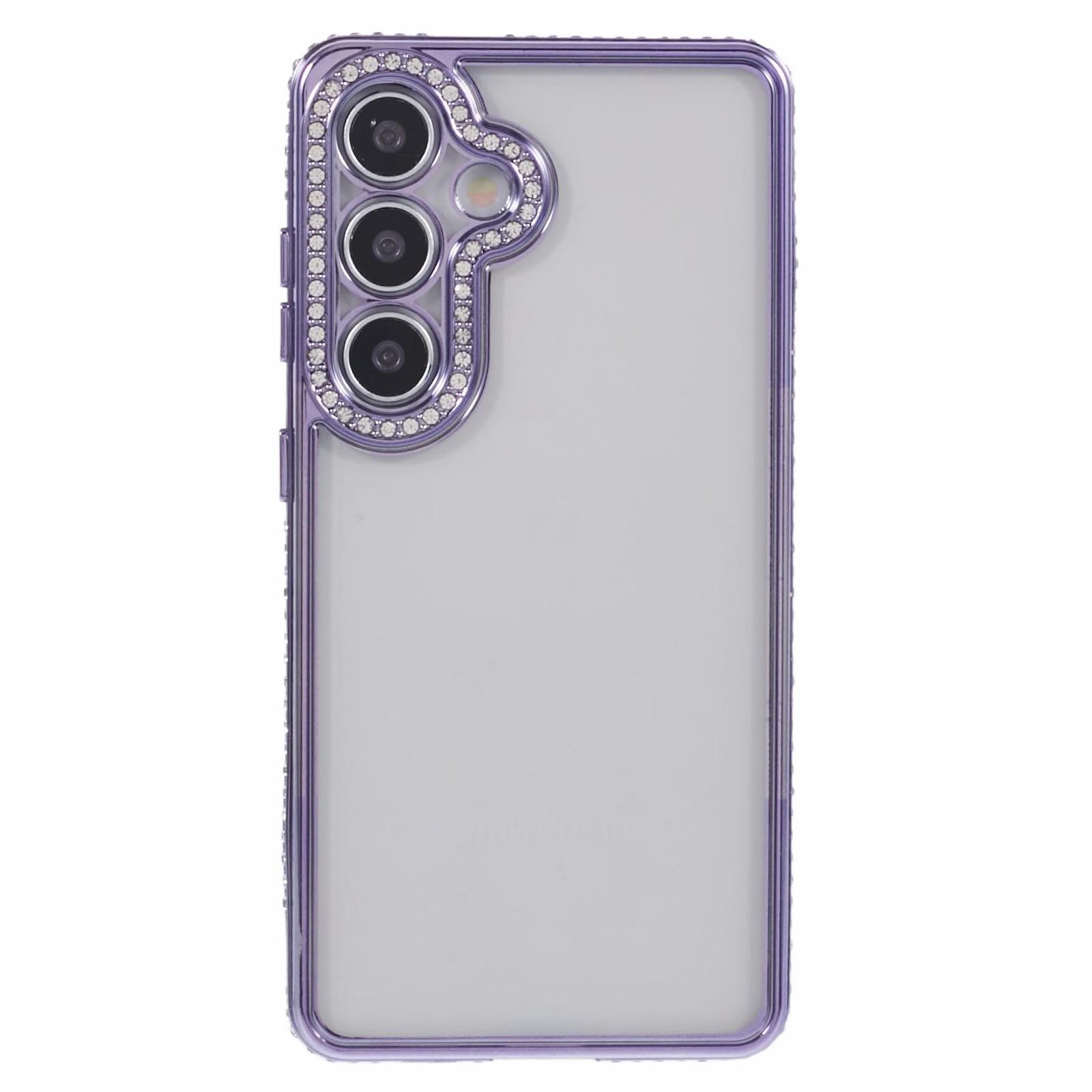 

For Samsung Galaxy S24+ Case Soft TPU Phone Cover Bling Rhinestones Decor Phone Shell Dark Purple