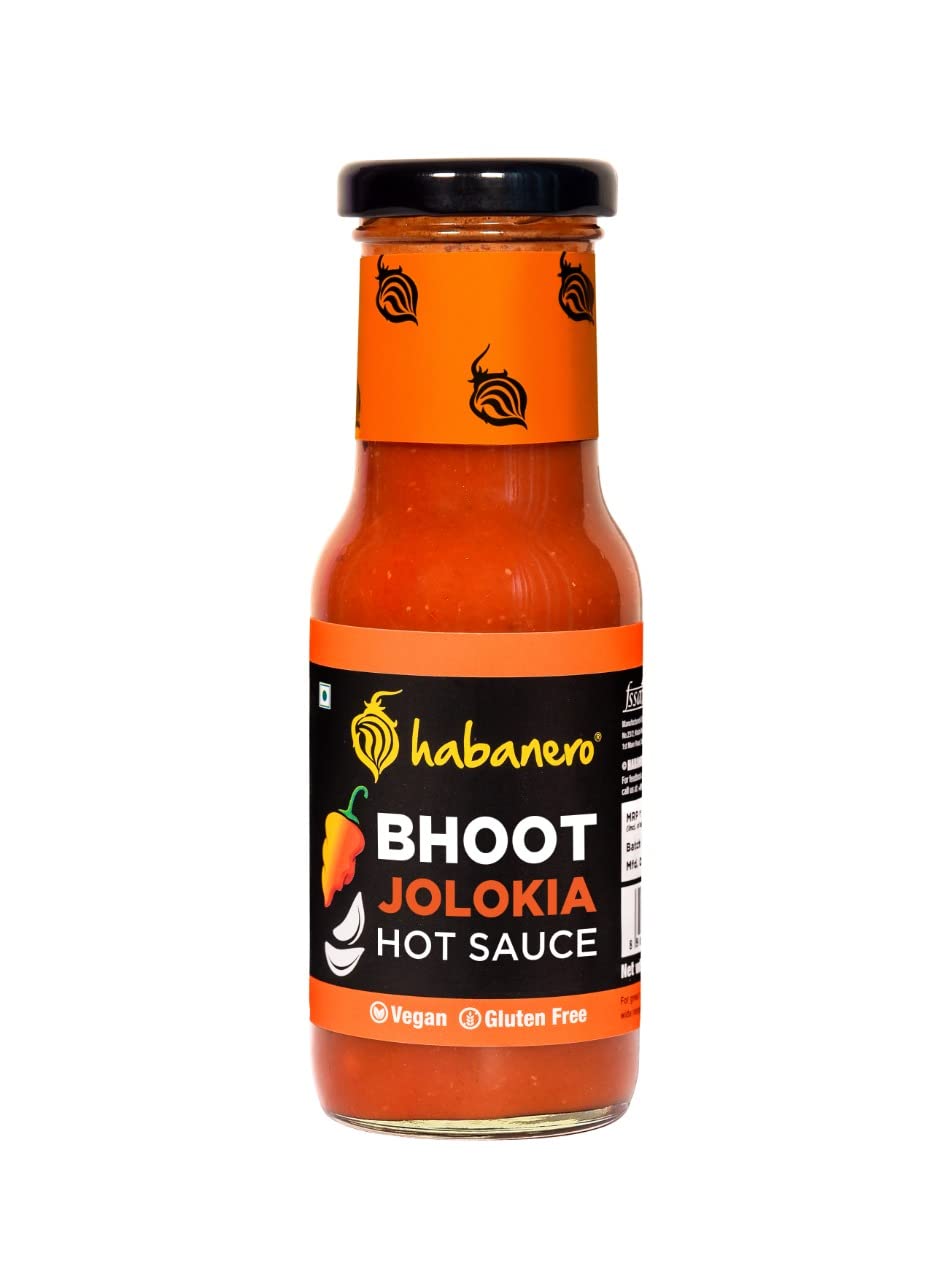 Habanero Bhoot Jolokia Sauce | World s Hottest Ghost Pepper | Extra hot | Use as Condiment, Marinade or dip | 200g | Vegetarian | Vegan & Gluten