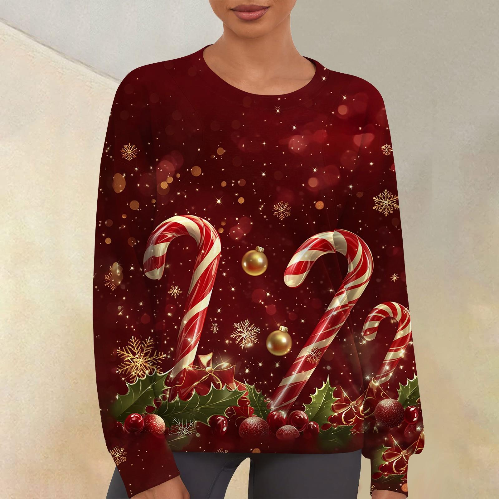 

Женский повседневный модный принт с круглым вырезом и длинным рукавом, свитер-топ XL винный