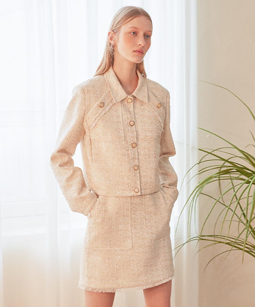 Baitalssain [Line] Tweed Line Skirt (2Colors)