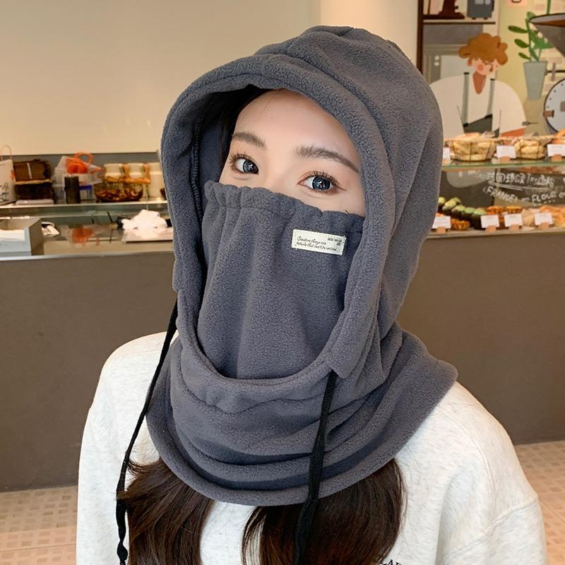 Motorcycle Winter New Knitted Hat Lady Wool Cap Mask Heating and Thickening of Cycling Neck Cap