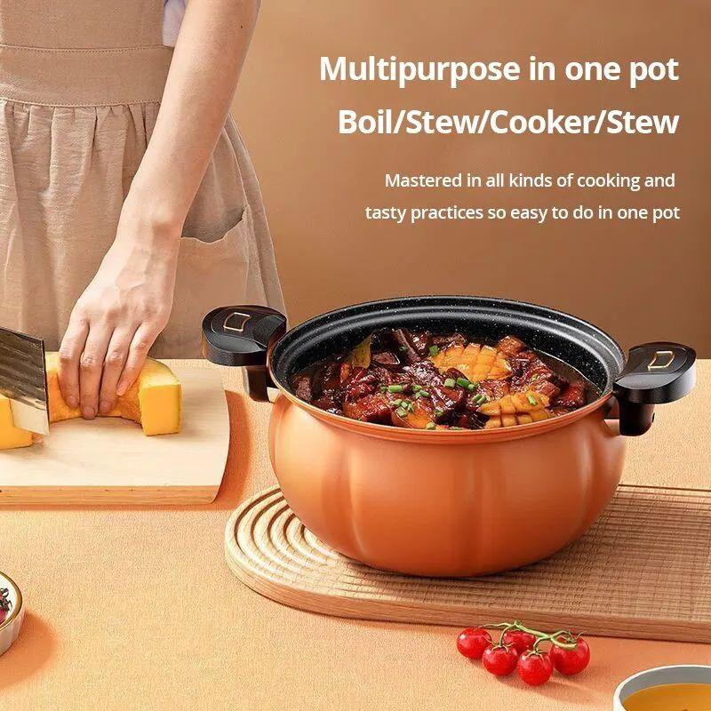 8L Pumpkin Micro Pressure Pot New Home Type Soup Pot Multifunctional Non Stick Pot Gas Stove Universal Soup Pot