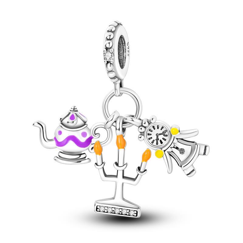 Fit Panoriginal Braceletscopper Valentine'S Day Couple Love Flower Charm Beads Diy Jewelry Souvenir Gift