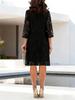 Elegant Seven-Sleeve Round Neck Lace Pleated Dress with Double-Layer Lining