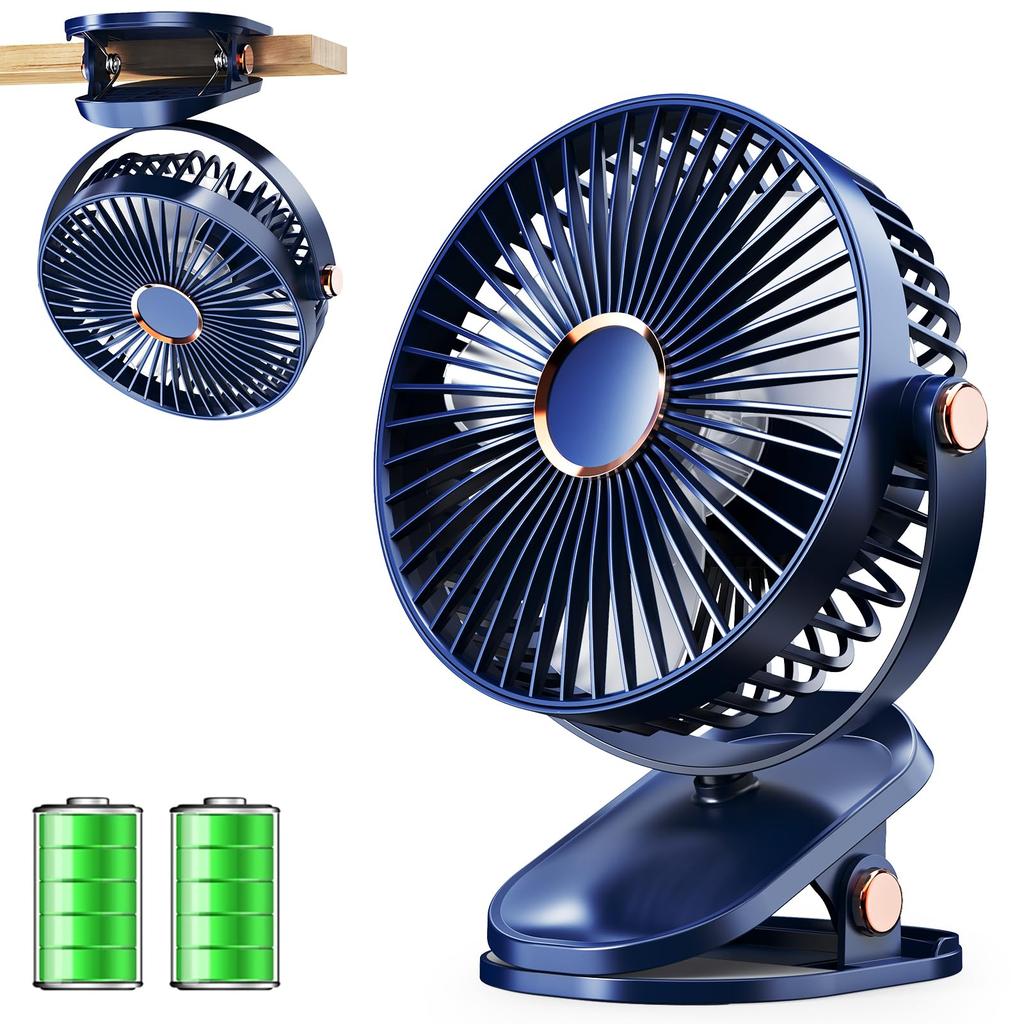 iNeibo Desktop Small USB 4000mAh High 20dB Super Strong 20 Hours of Continuous 4 Airflow Rhythmic LED Desk Clip Mini for Living Heatstroke Prevention