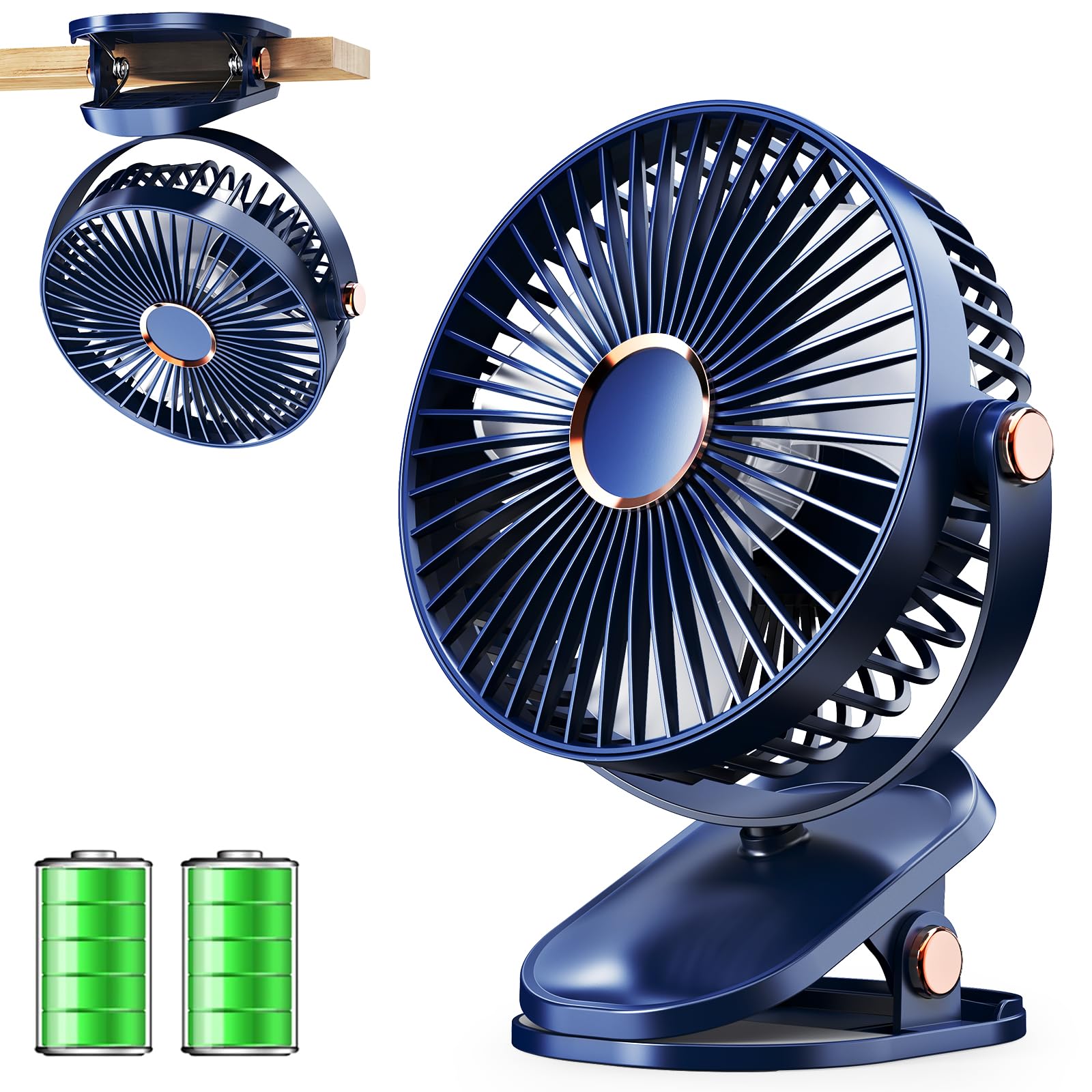 

iNeibo Desktop Small USB 4000mAh High 20dB Super Strong 20 Hours of Continuous 4 Airflow Rhythmic LED Desk Clip Mini for Living Heatstroke Prevention синій