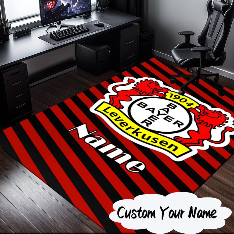Custom Name Bayer FC Crest Rug for Living Room, Game Rooms, Office, Bedroom, Floor Mat Playful Design, Fan Gifts Christmas Decor