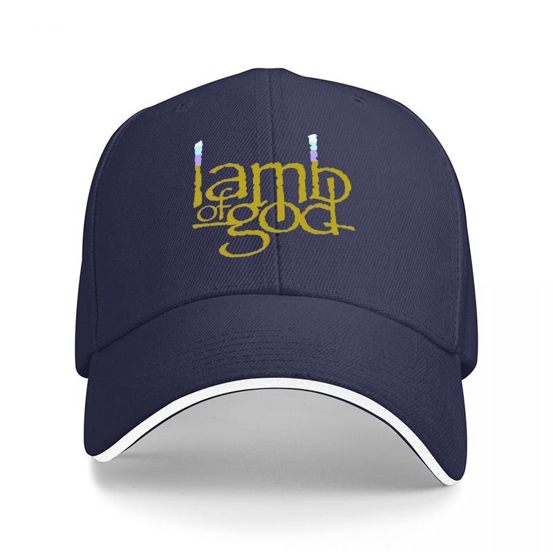 

Lamb of God Logo Embroidered Black Baseball Cap with White Trim Classic Adjustable Fit for Music Fans and Metal Enthusiasts Adjustable
