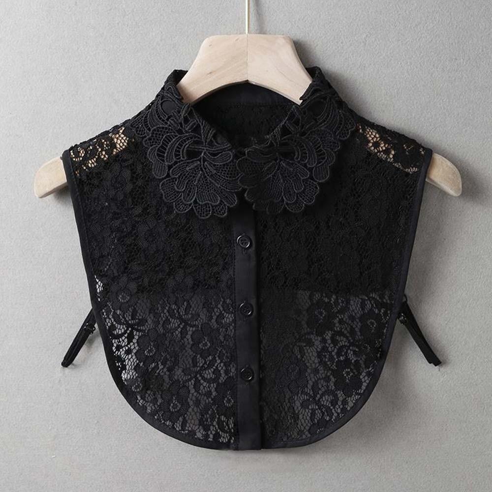 Elegant Lace Fake Collar White Blouse Shoulders Fake Collar Shawl Detachable Front Tie Girls