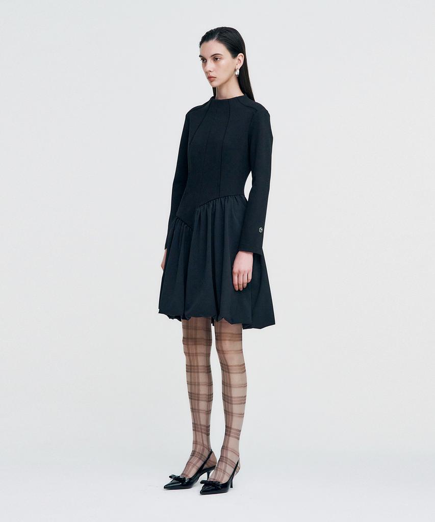 Kimjisu Raw Edge Balloon Dress _ Black