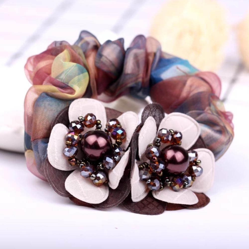 

Casual Hair Ties Luxury Ponytail Holder Fashion Elastic Hair Bands For Women Girls кавовий