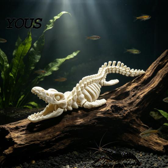 Aquarium Dinosaur Skeleton Decor Fish Tank Decoration, 3D Printed Dino Bone Environment Enhancer Body Model Figurine for Aquarium, Landscaping