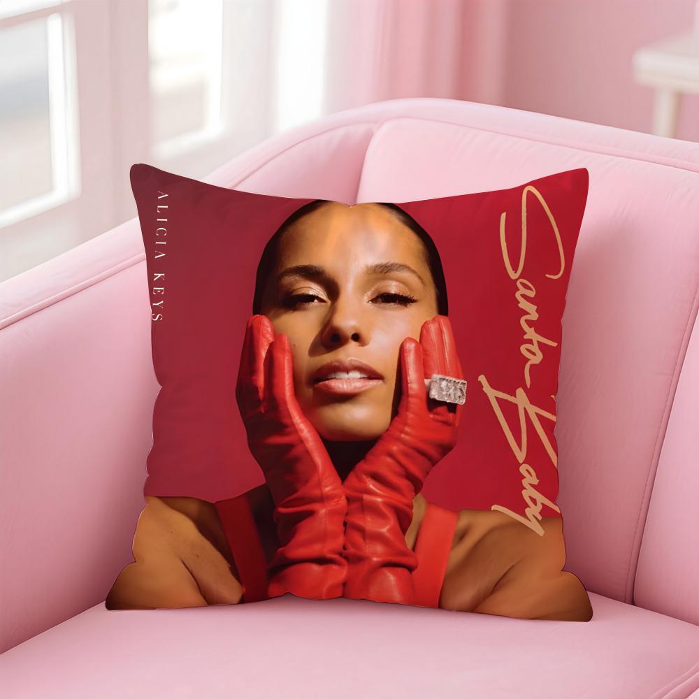 Alicia K-Keys Singer Cushion Cover Comfortable Reversible Pillow Cover Ideal For Car Sofa Bedroom & Beyond