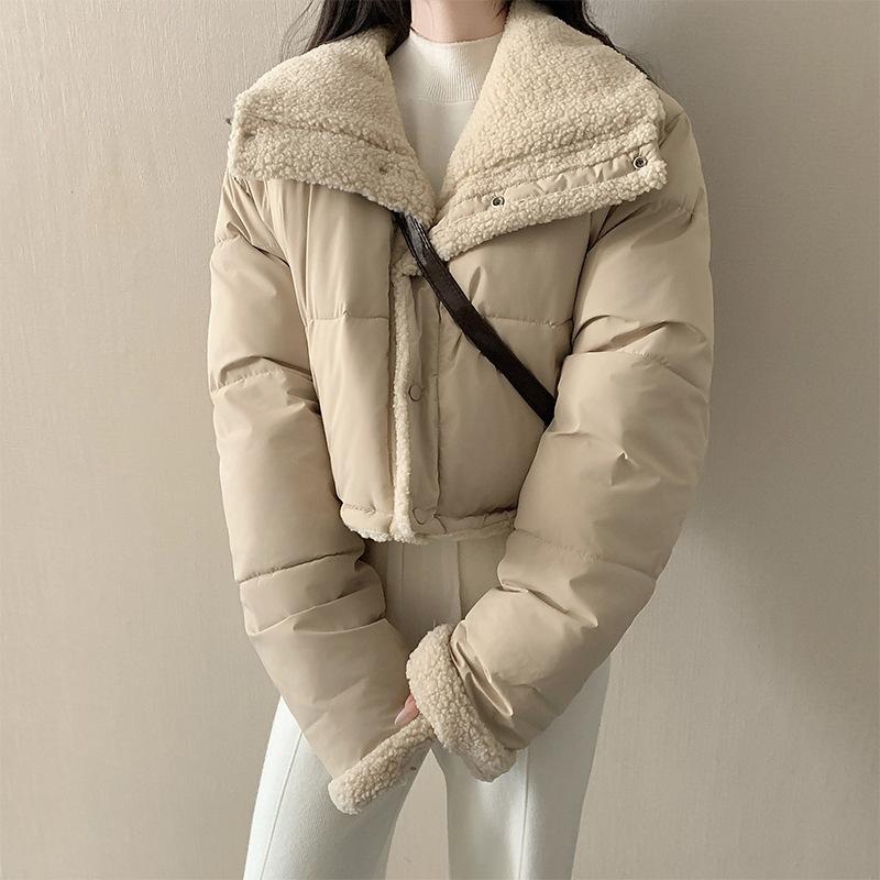 Women's Winter Tops Jacket Cotton Coat Versatile Skinny Long Sleeve Lapel Short Warm Thickened Vintage New Comfortable Versatile