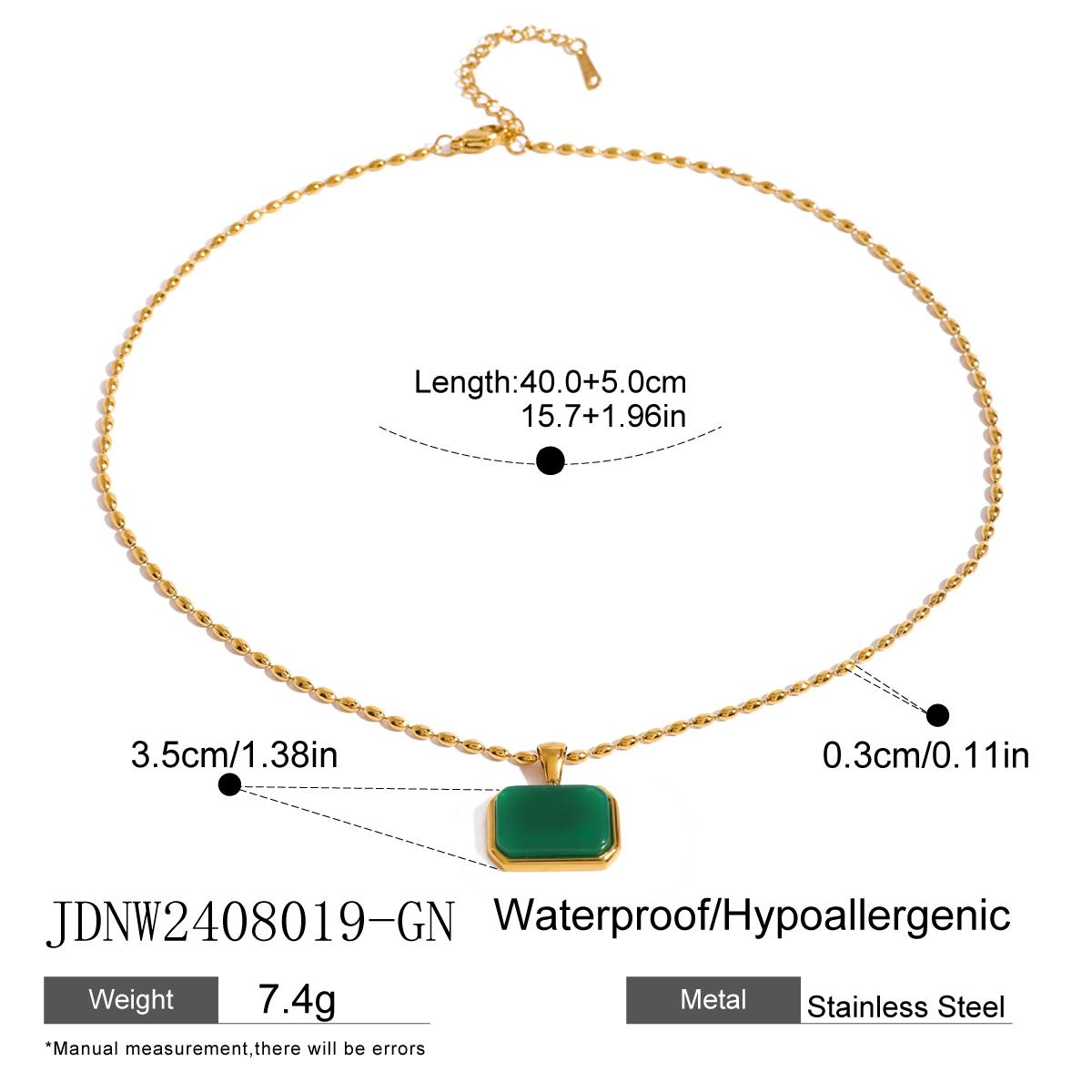 

Youthway Stainless Steel Square Natural Stone Amazonite Lapis Lazuli Jade Chain Necklace Trendy Gold-Plated Jewelry