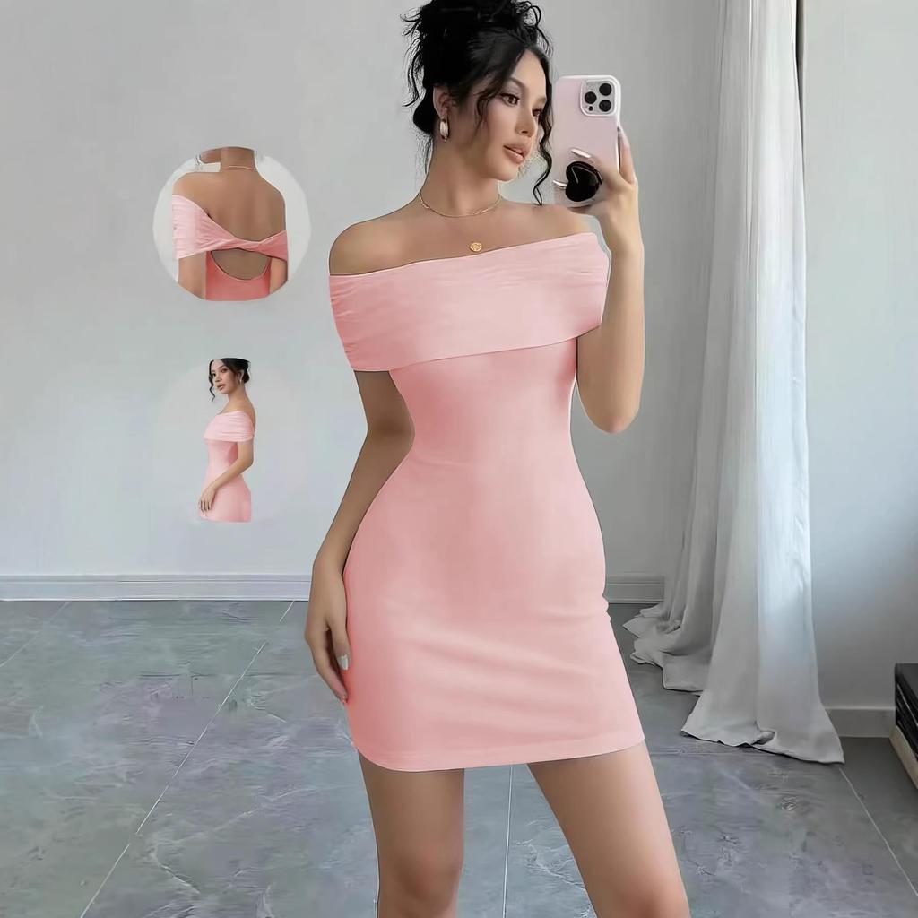 2025 European & American Spring/Summer Backless One-Shoulder Slim-Fit Dress