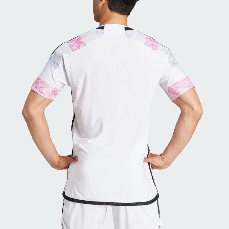 Adidas Juventus 23/24 Away Jersey Alphabet Print Striped Short Sleeve Soccer Shirt Men Tops White HR8246