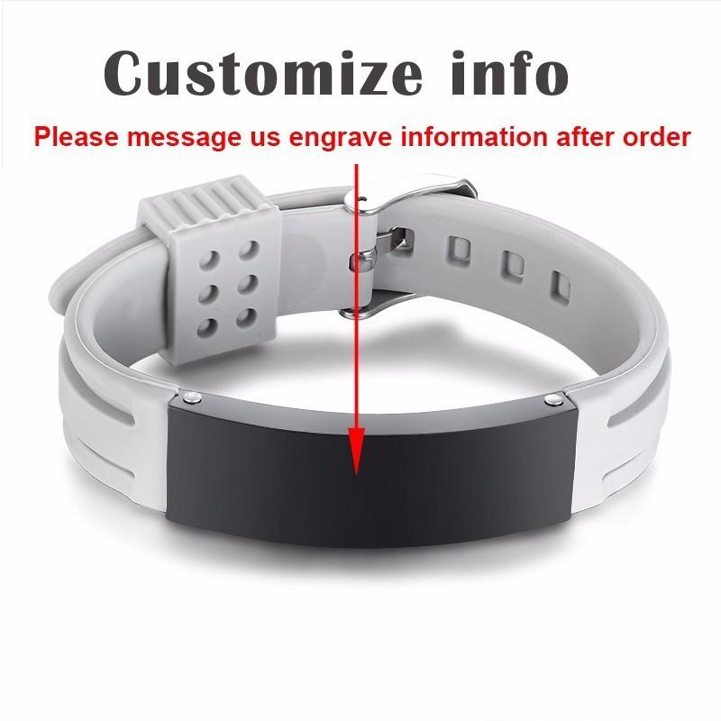Vnox 16mm Personalize Bracelets for Men Silicone Band with Stainless Steel ID Bar Casual Jewelry Valentine's Day Gift for Him