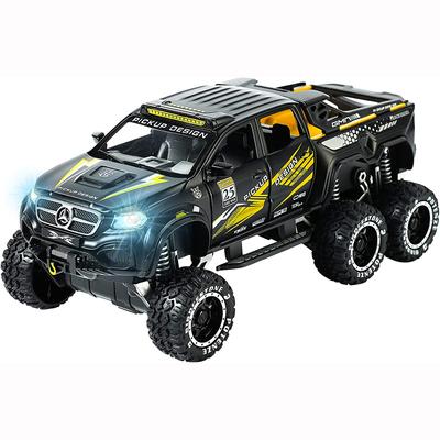Coches modelo de metal fundido a troquel todoterreno Clase X 6x6 a escala 1/24, camionetas Monster Trucks, coche modelo reacondicionado de juguete con sonido y luz para niños de 3 años en adelante