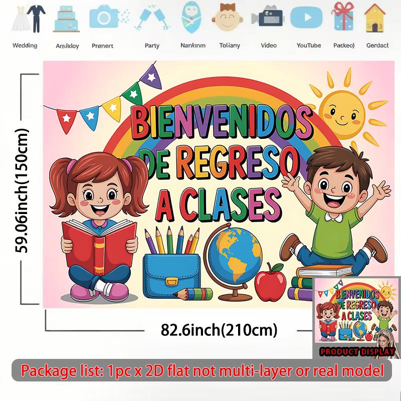 Bienvenidos De Regreso A Clases Backdrop, Spanish Back to School Kids Banner