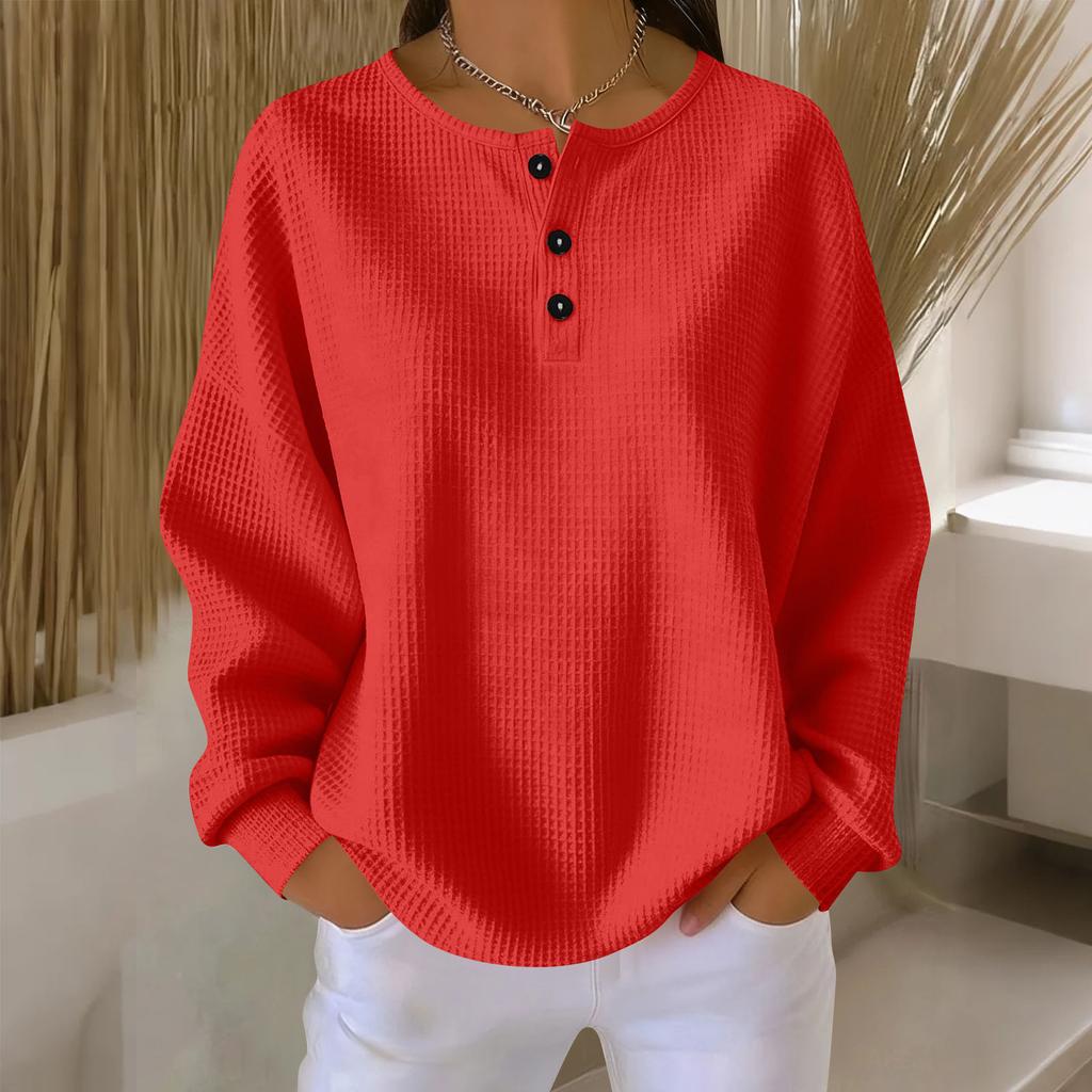 Women's Casual Shirts Long Sleeve Tops Button Up V Neck Loose Knit Fall Favorites For Women