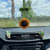 Handmade Sunflower Car Mirror Hanging Accessories for Women Car Styling Decor Auto Ornament Rear View Mirror Hanging Accessories