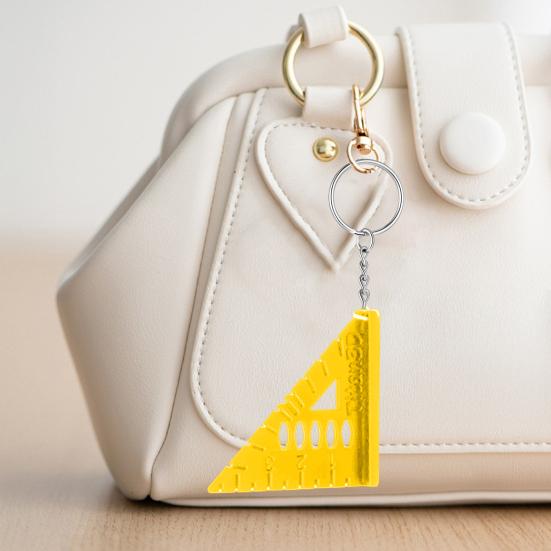 

Keychain Smooth Finish Compact Design PLA Keyring Portable Mini Speed Ruler Keychain for Carpenters Framers жовтий