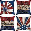 4Pcs Independence Day Throw Pillow Covers Set Patriotic Quote Star Cushion Cases for Living Room Sofa Bedroom Home Decor