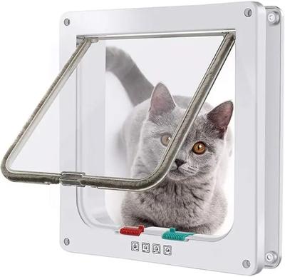 4 Way Security Lock Cat Dog Flap Door Controllable Switch Transparent Gate Puppy Kitten Safety In & Out Pet Flap Doors Kit