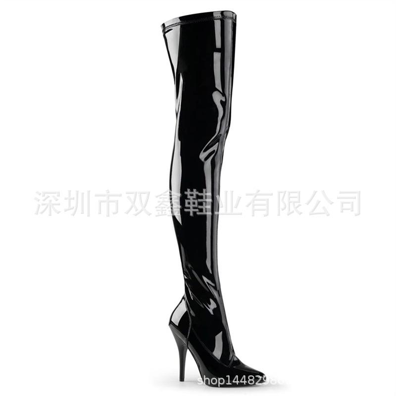 2025 solid color order fine heel viscose shoes high top red average size high heel banquet pointed fashion boots 12cm