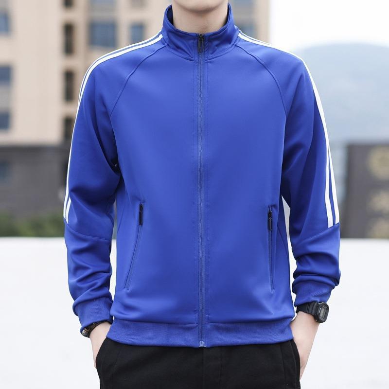 

Бейсбольная куртка унисекс с воротником-стойкой 2022 года — повседневный дизайн с тремя полосками для студентов 2XL синий