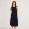ELLE French Style Logo Design Mid-Length Slimming Little Black Dress Sleeveless Dress Women Dresses Dark-Blue EL48776