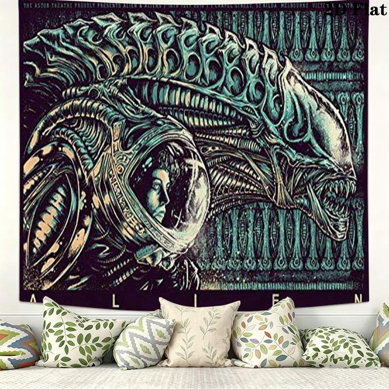 Aliens Wall Tapestry Aesthetic Wall Hanging Printed Fabric Blanket Decorative Tapestries for Bedroom Living Room Home Decor