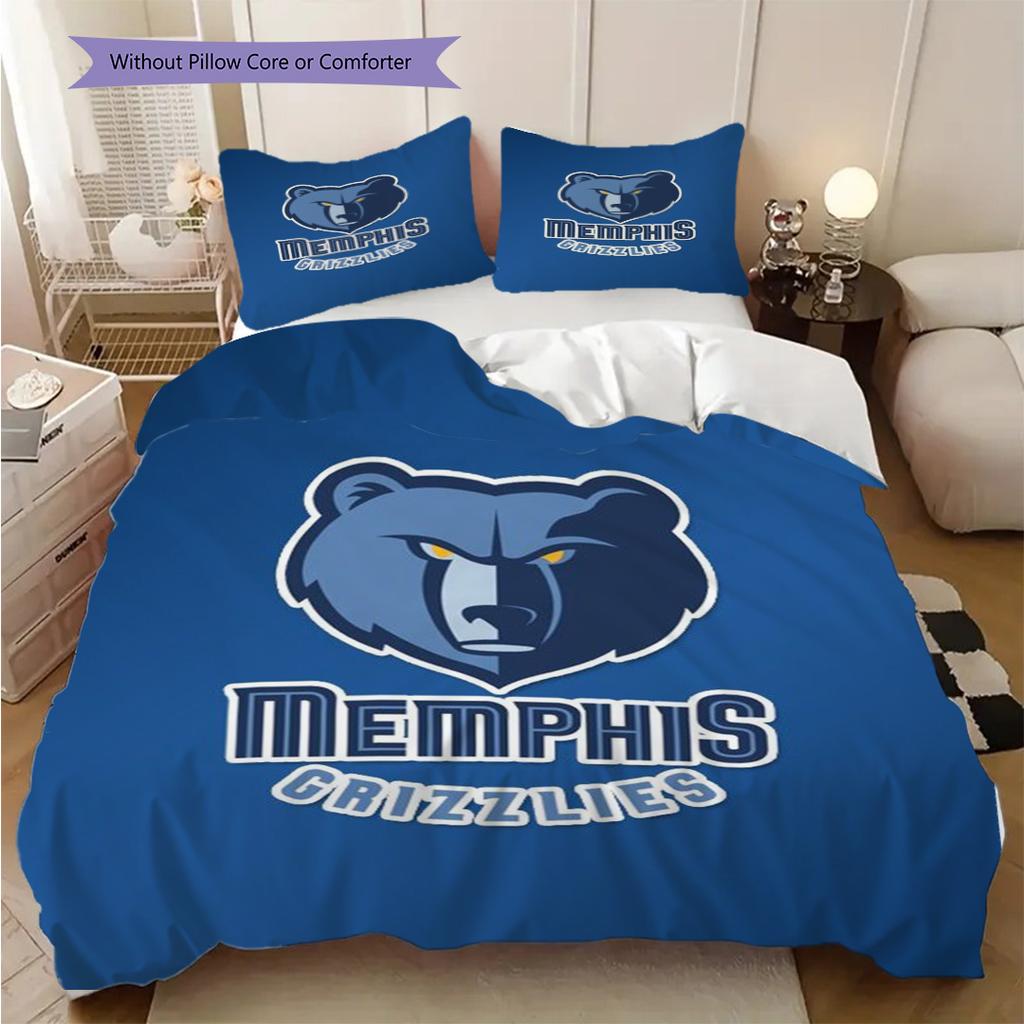 Memphis Grizzlies Bold Fierce Three-piece Set(1 * Duvet Cover + 2 * Pillowcase, Without core)Soft and Comfortable Duvet Cover and Pillowcase